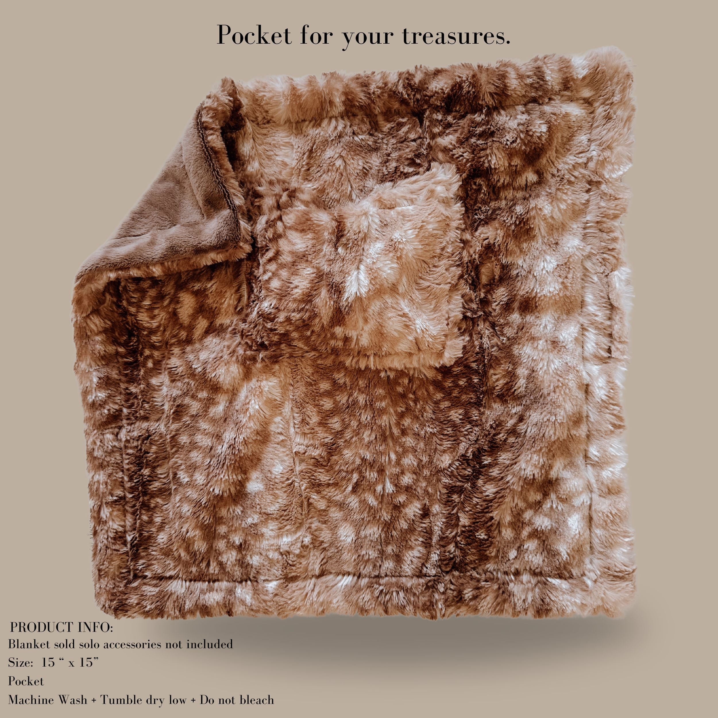 MINI LUNA PLUSH LUXIE POCKET BLANKETS - FAWN