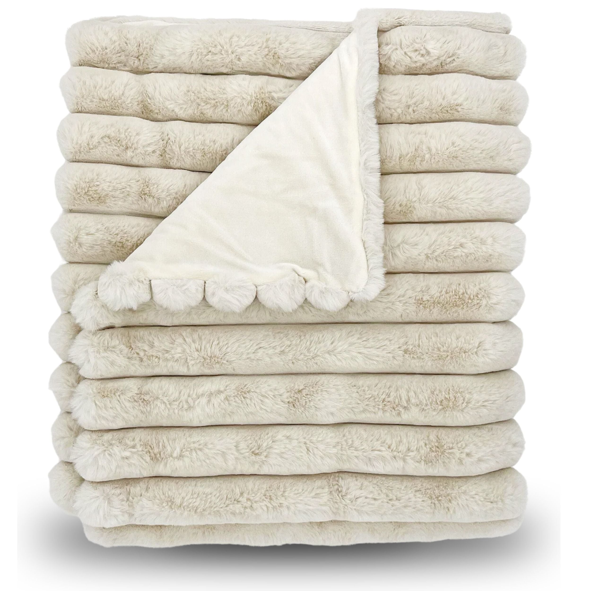 LOUNGE FAUX FUR BLANKET -VANILLA