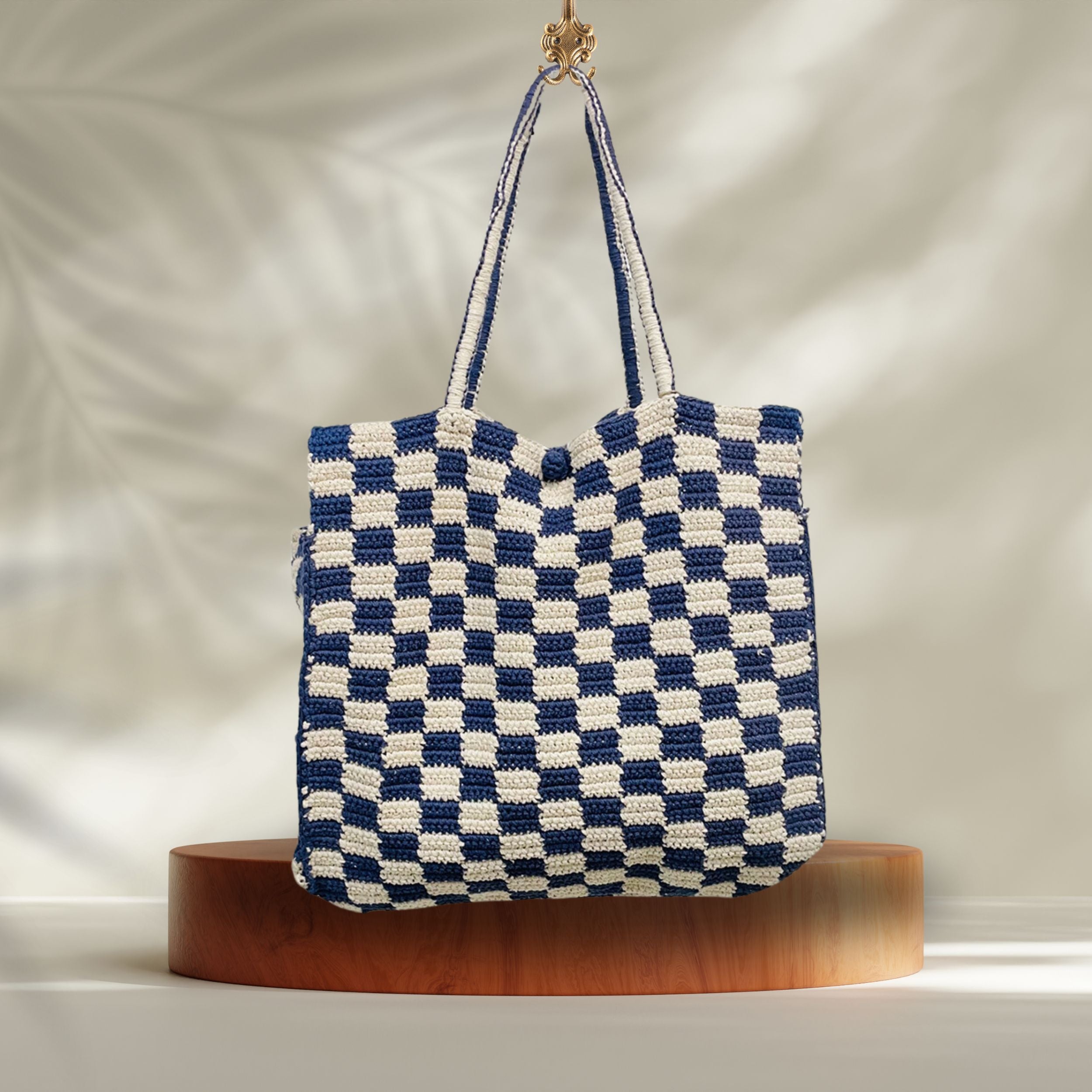 NAUTICAL + WHITE CHECKERED WASHABLE BAG