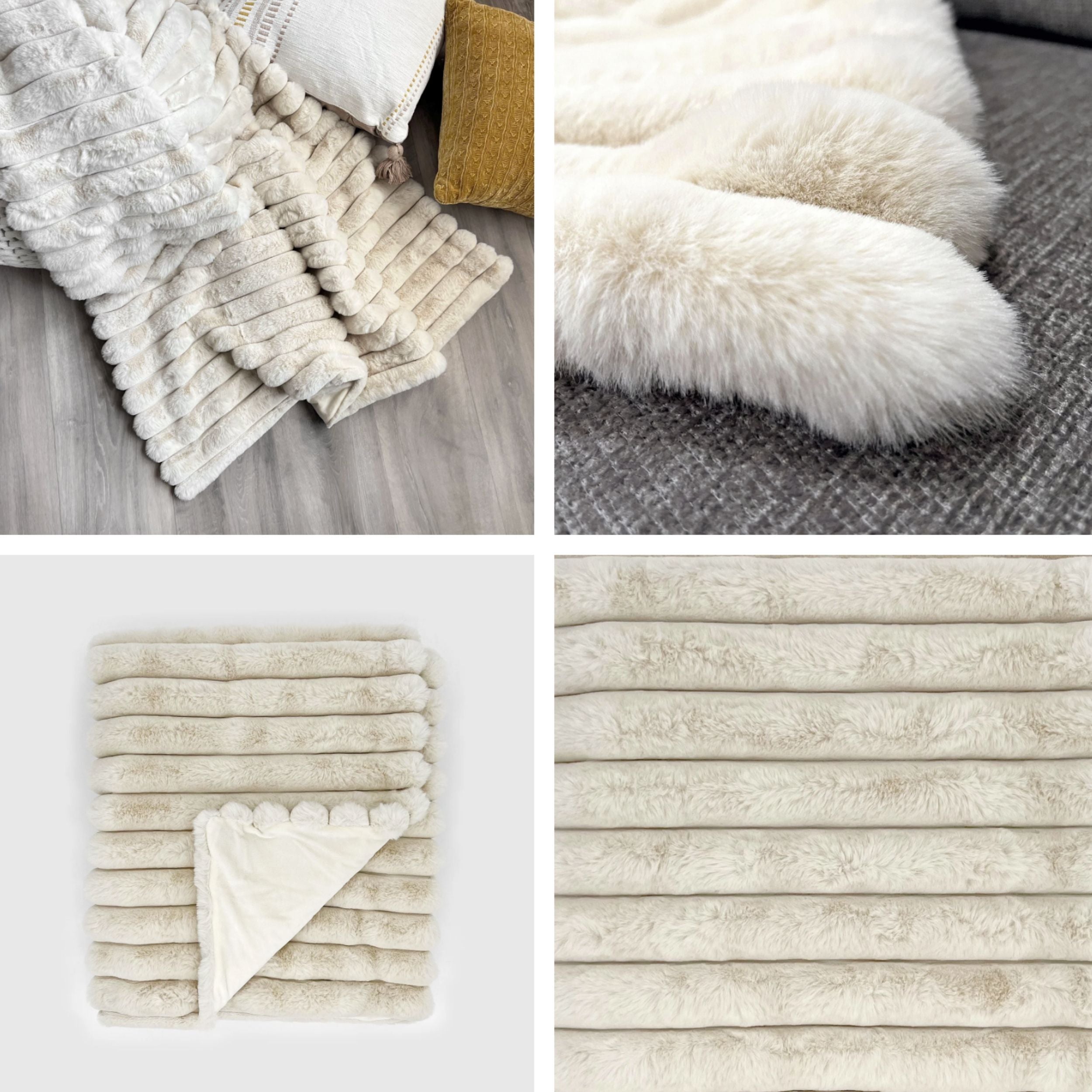 LOUNGE FAUX FUR BLANKET -VANILLA