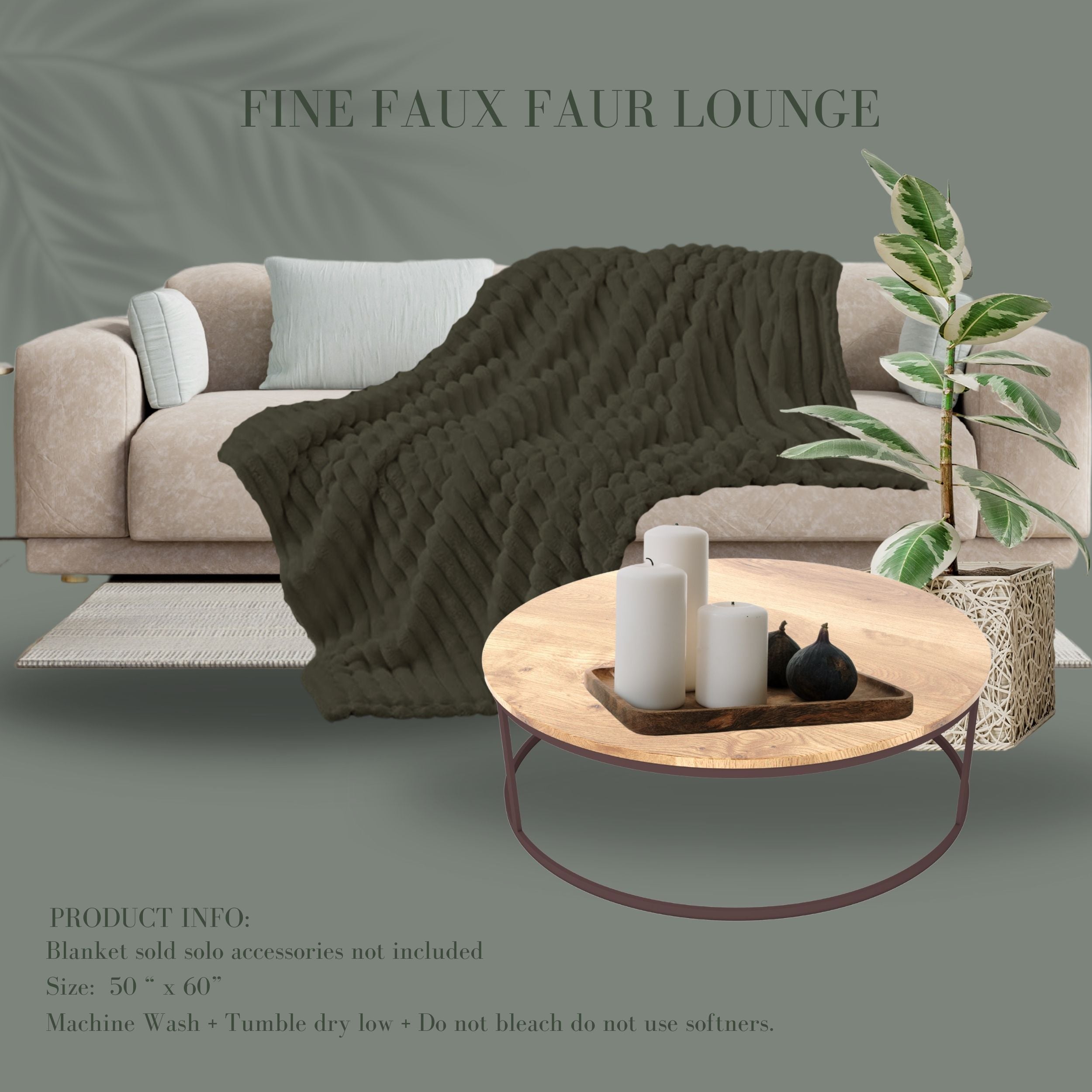 LOUNGE FAUX FUR BLANKET - OLIVE