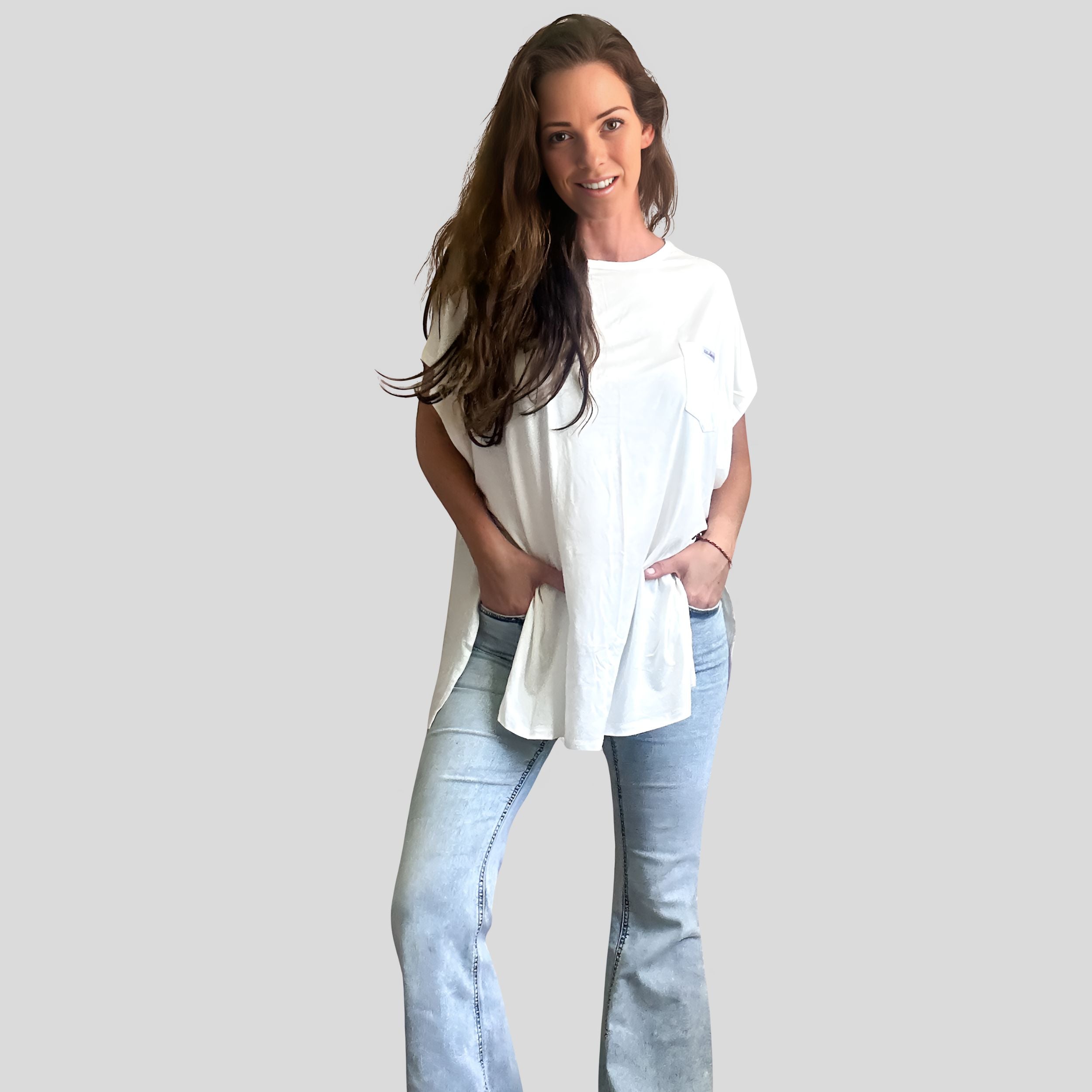 NURSING POCKET TEE SHIRT - IVORY