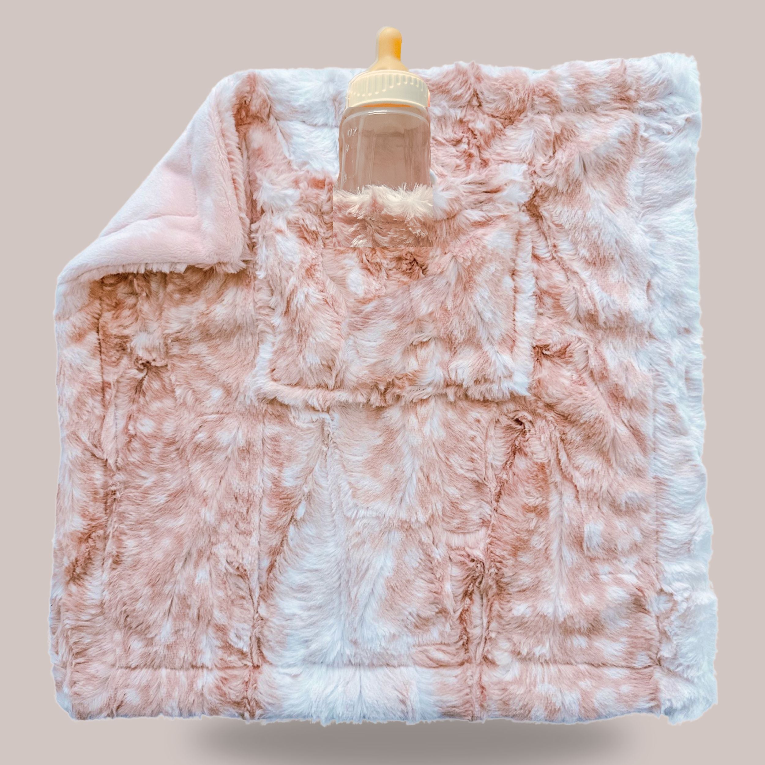 MINI LUNA PLUSH LUXIE POCKET BLANKETS - BLUSH with DAKOTA DEER