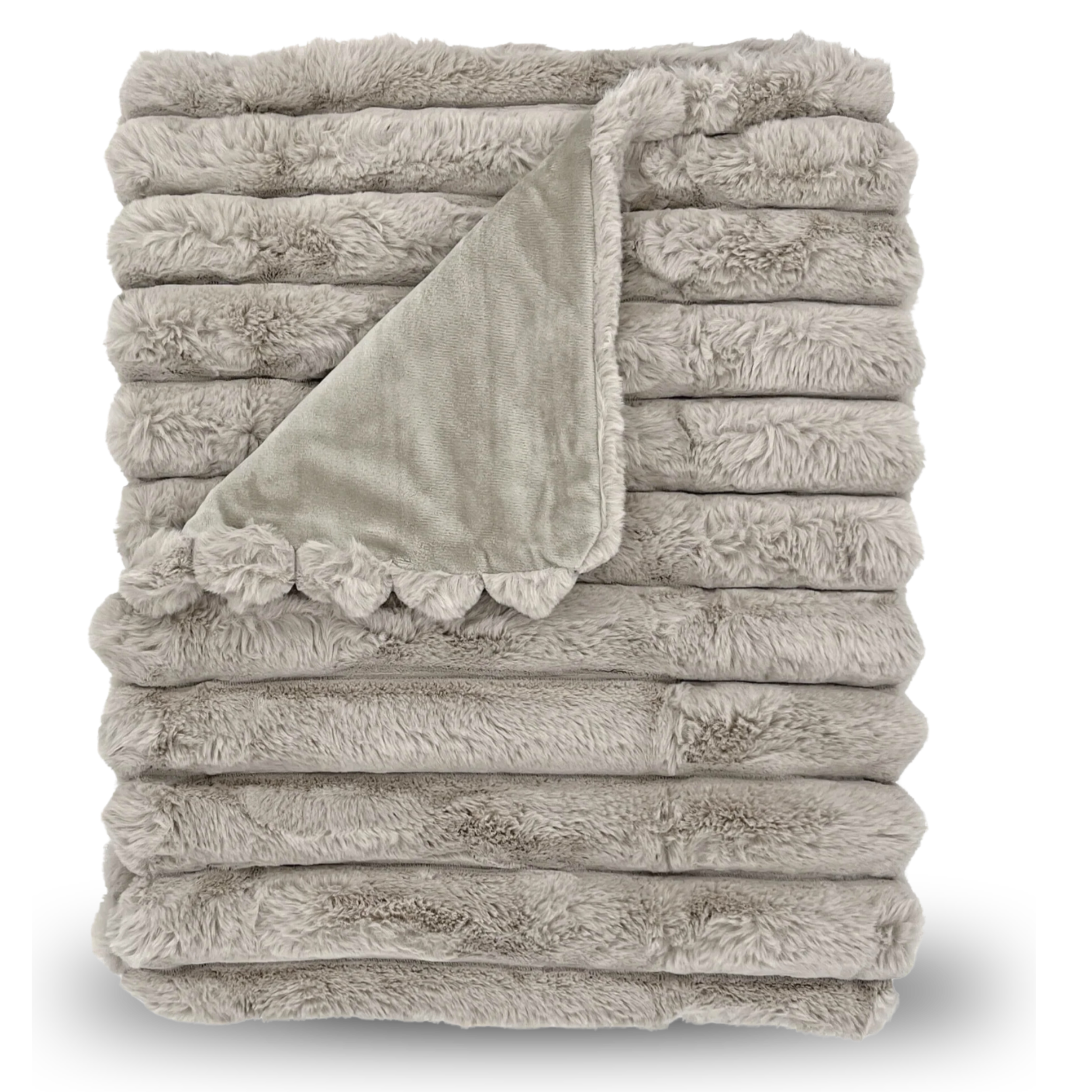 LOUNGE FAUX FUR BLANKET -FOG