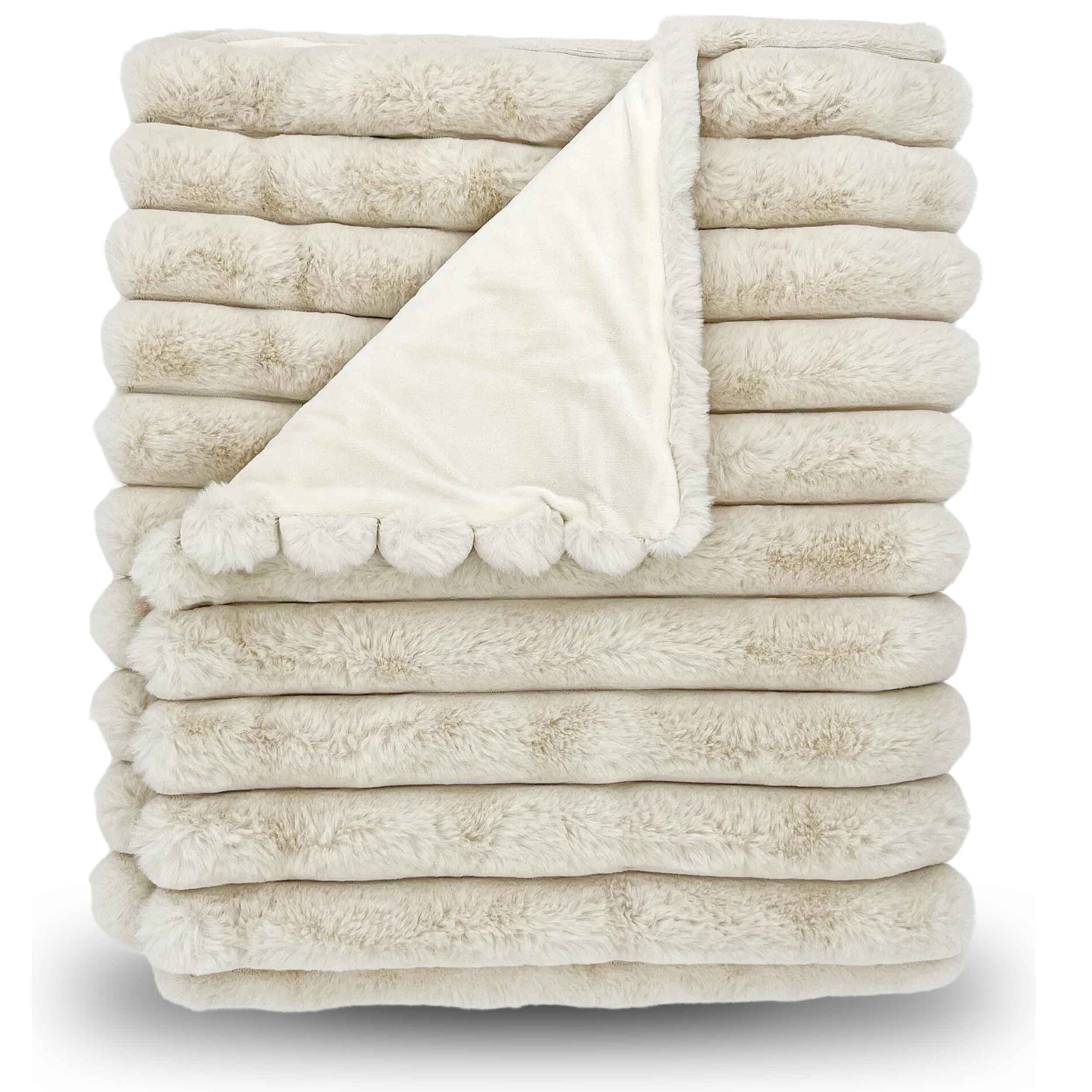 LOUNGE FAUX FUR BLANKET -VANILLA