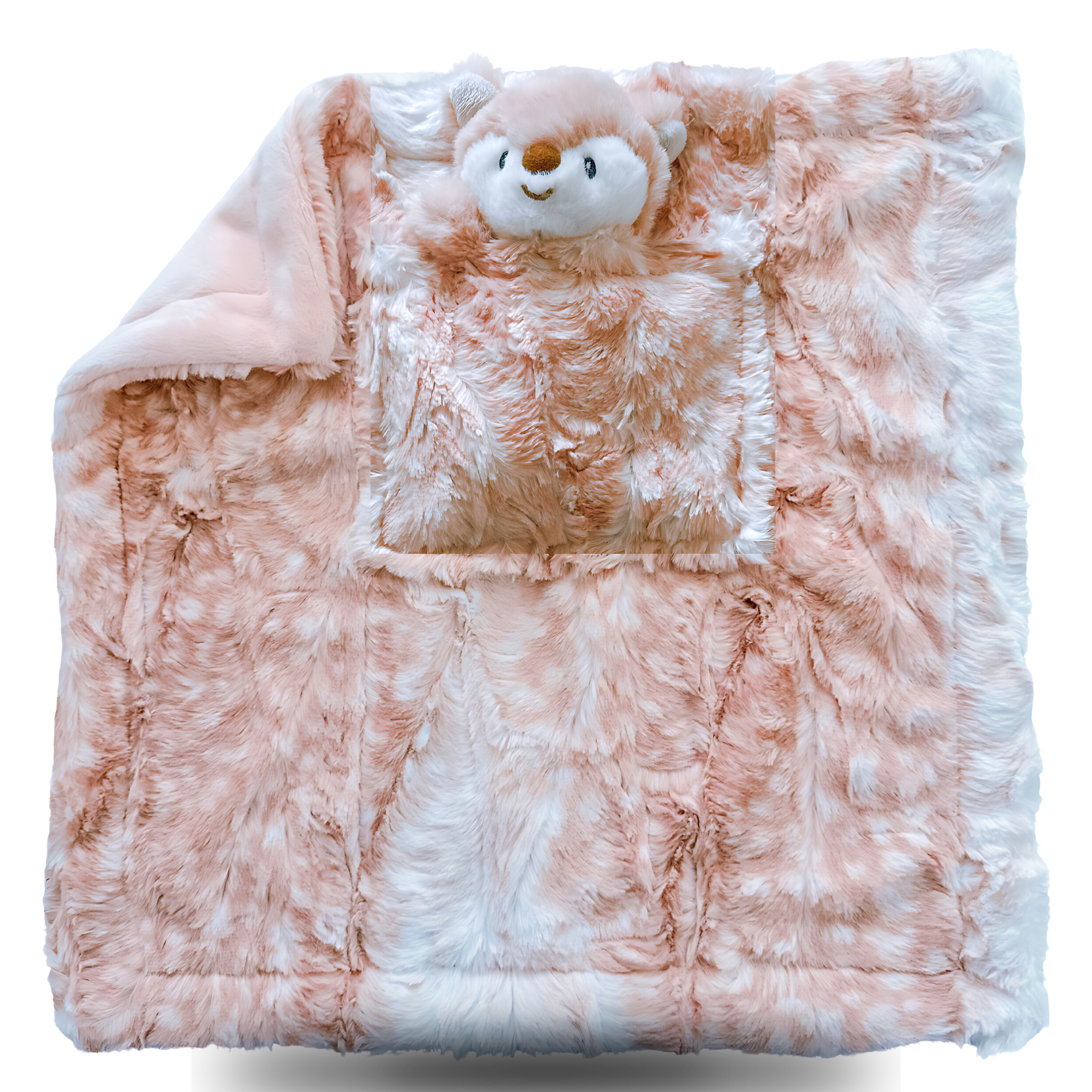 MINI LUNA PLUSH LUXIE POCKET BLANKETS - BLUSH with DAKOTA DEER