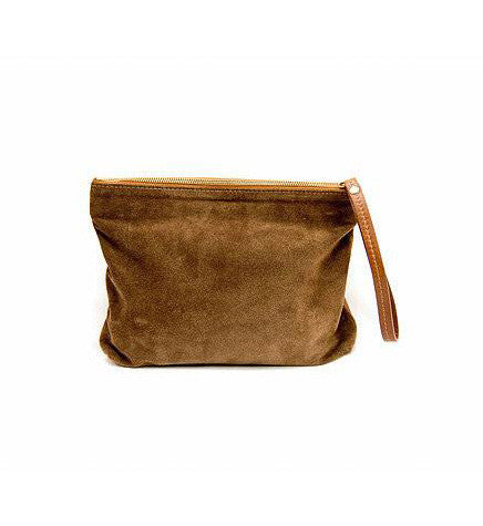 THE CARRY ON CLUTCH POLO TAN SUEDE - zalamoon.com