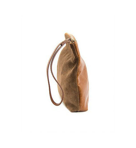 THE CARRY ON CLUTCH POLO TAN SUEDE - zalamoon.com